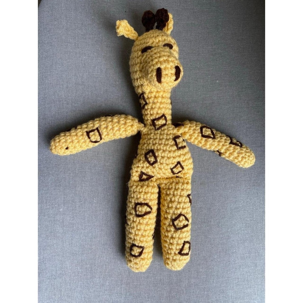Giraffe Plush Crochet Handful Stuffed Animal Toy Handmade 12" s36